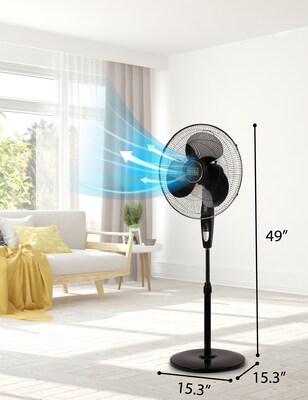 Black & Decker 16" Oscillating Pedestal Fan, 3-Speed, Black (BFSR16B)