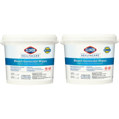 Clorox Healthcare Bleach Germicidal Wipes, 110 Wipes/Container, 2/Carton (30358CT)