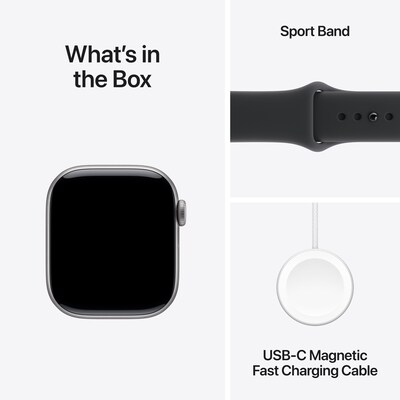 Apple Watch Series 11 GPS + Cellular Smartwatch, 42mm, Space Gray Aluminum Case with Black Sport Band, Medium/Large (MF8C4LW/A)