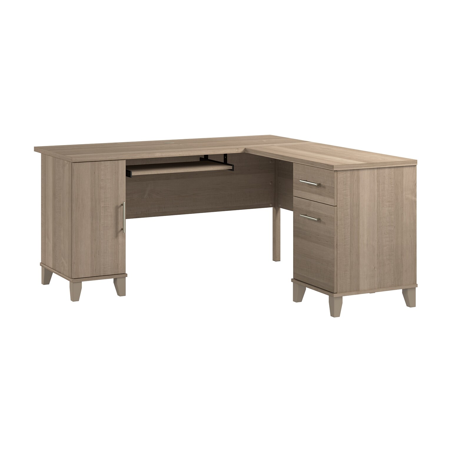 Bush Home Somerset 60W L Shaped Office Desk with Storage, Ash Gray (WC81630K)