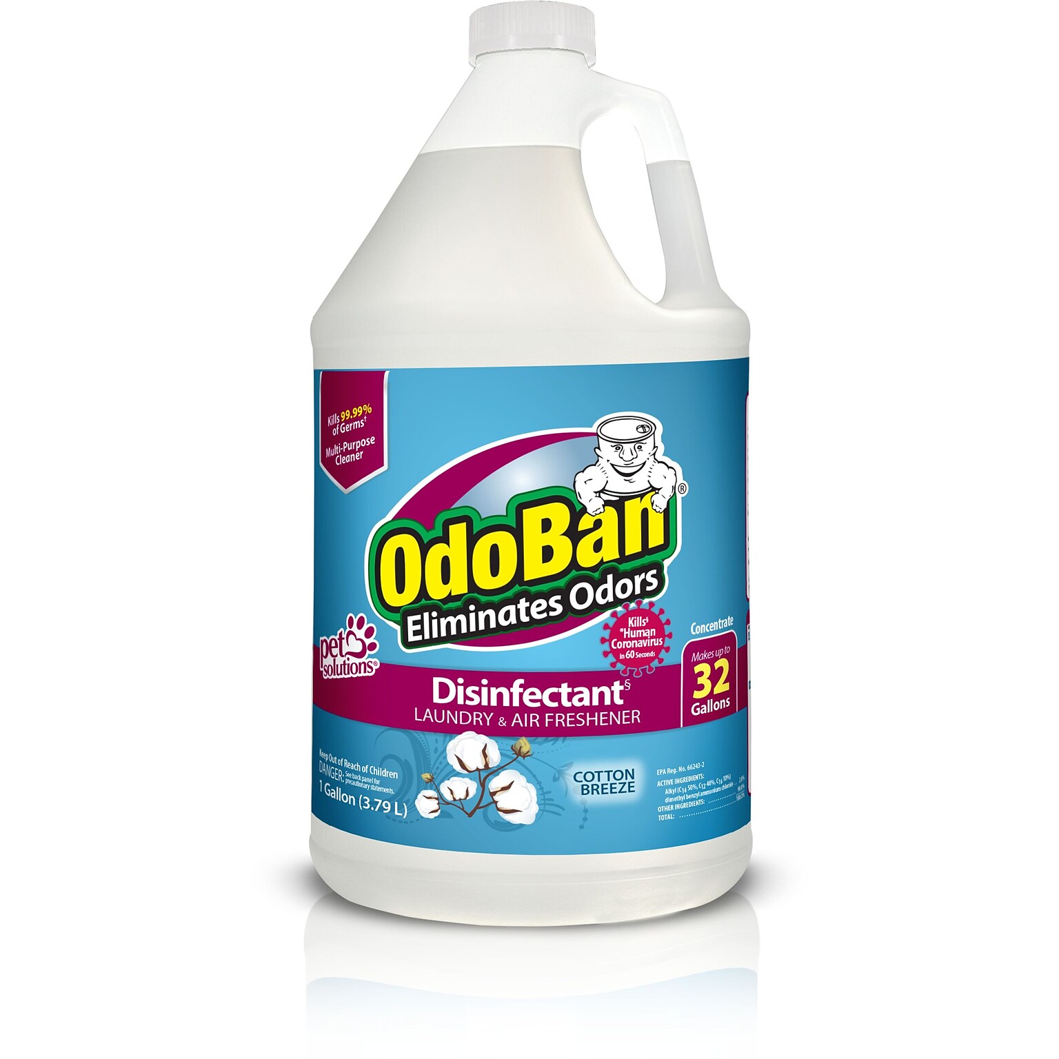 OdoBan Air Freshener & Deodorizer, Cotton Breeze Scent, 1 Gallon (911801-G4)