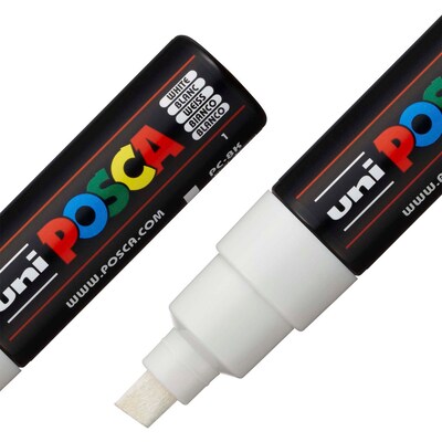 POSCA PC-8K Water Based Paint Marker, Broad Chisel Tip, White, 2/Pack (UBCPC8KWHITE-2)