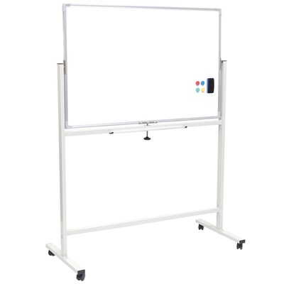 Excello Global Products Double Sided Magnetic Mobile Whiteboard Corkboard Combo, 48" x 32", White Frame (EGP-HD-0550)