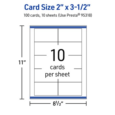 Avery Business Cards, 2-1/2" x 3-1/2", Glossy White, 100/Pack (95318)
