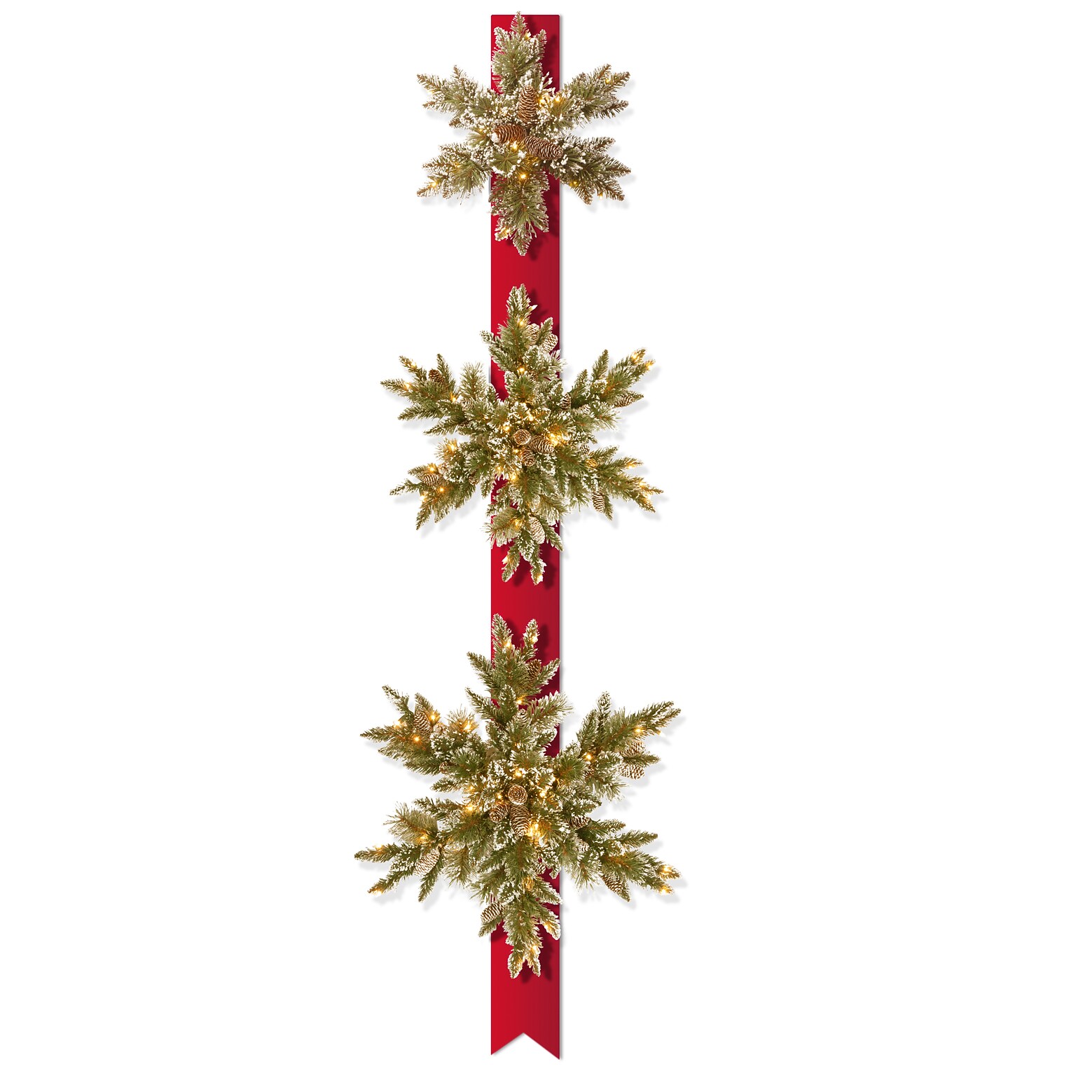 National Tree Company 77 Pre-Lit Glittery Bristle Pine Triple Snowflake Door Hang (GB1-300LT-18S-B)