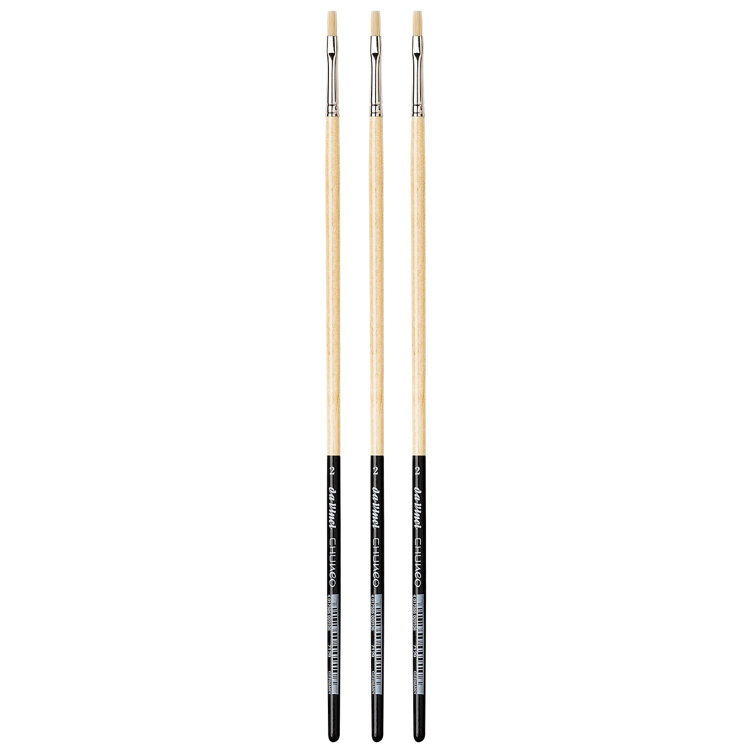 da Vinci CHUNEO Oil Synthetic Hog Bristle, Flat Brush, 3/Pack (DVXVA71292-3)