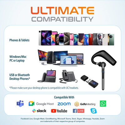 Delton 90X Ultralight Executive Wireless Noise Canceling Bluetooth Headset (DBTHEAD90XBTDL)