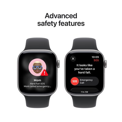 Apple Watch Series 11 GPS + Cellular Smartwatch, 42mm, Space Gray Aluminum Case with Black Sport Band, Medium/Large (MF8C4LW/A)