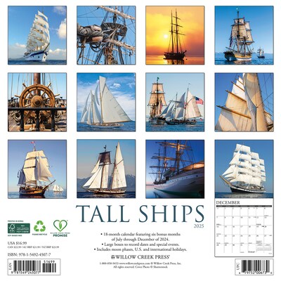 2025 Willow Creek Tall Ships 12 x 12 Monthly Wall Calendar (45077)