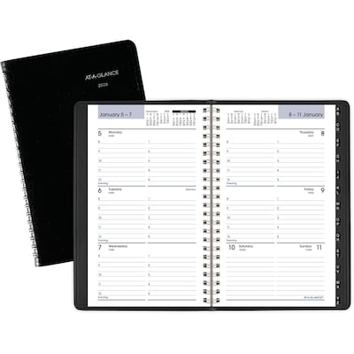 2026 AT-A-GLANCE DayMinder 5 x 8 Weekly Appointment Book, Faux Leather Cover, Black (G210-00-26)