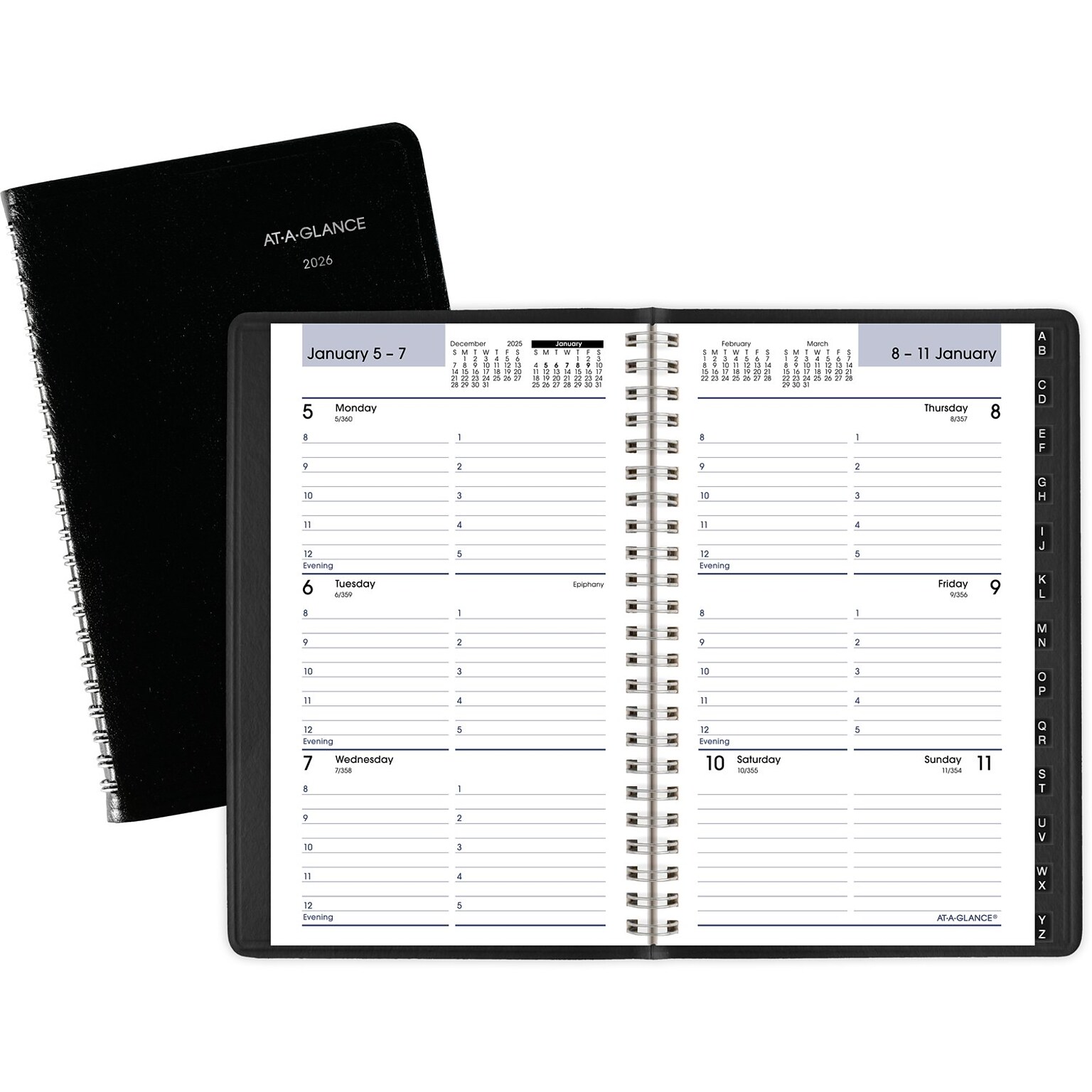 2026 AT-A-GLANCE DayMinder 5 x 8 Weekly Appointment Book, Faux Leather Cover, Black (G210-00-26)