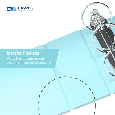 Davis Group, 1.5", 8.5" x 11", Round Ring View Binder, Pastel Color, Aqua, 6/Pack (7412-12-06)