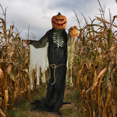 Haunted Hill Farm Life-Size Poseable Pumpkin Man (HHPUMP-2FLS)