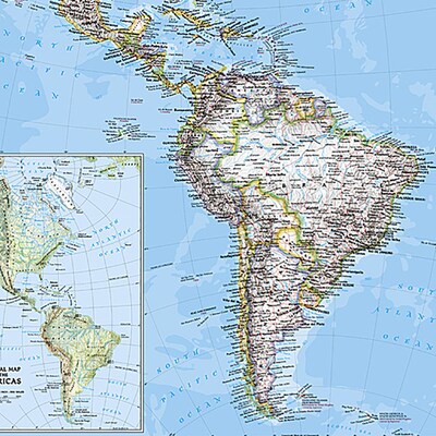 National Geographic The Americas Classic Map, Laminated (NGMRE00620152)