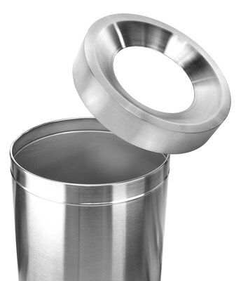 Alpine Industries Stainless Steel Trash Can with Open Lid, 100 Gallon, Silver, 2/Pack (ALP475-50-2PK