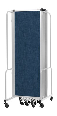 National Public Seating Robo Series 9-Panel Folding Mobile Room Divider, 72H x 210W, Blue Fabric (RDG6-9PT04)
