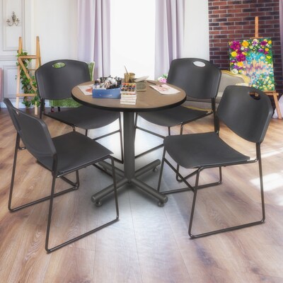 Regency Kobe 30 Round X-Base Breakroom Table, Noble Oak (TKB30RNDNO)