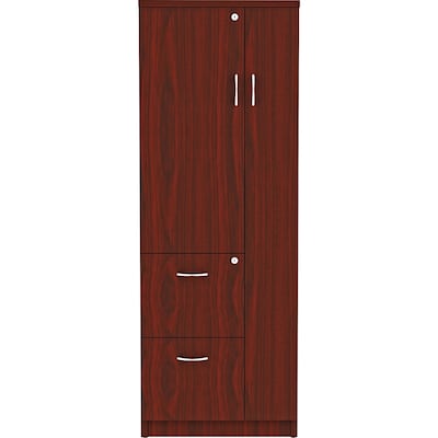 Lorell Essentials Series 65.6 Laminate Tall Storage Cabinet With 2-Drawers, Mahogany (LLR69897)