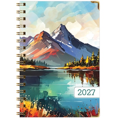 2027 Excello Brands 6" x 8" Weekly & Monthly Standard Planner, Paperboard Cover, Lake View (FSHN-CY27-58-82)