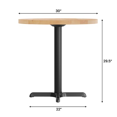 Flash Furniture Bennett 30" Round Wooden Dining Table, Natural Top/Black Base (GSFRD30NTT2222)
