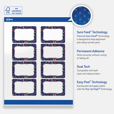 Avery Rectangle Multipurpose Labels, 2" x 3", White, 80/Pack (19479370616)