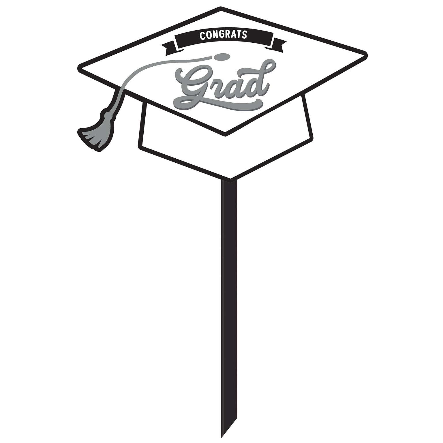 Party City School Spirit Congrats Grad Lawn Sign, 13.25 x 20.5, White/Black (AM191573-08)
