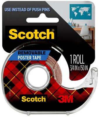 Scotch Removable Poster Mounting Tape with Dispenser, 3/4 x 4 yds. (109S)