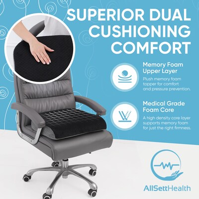AllSett Health Extra-Large-Seat Computer Chair Cushion, Black (ASH0SC58)