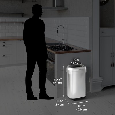 iTouchless 13 Gallon Oval Open Top Kitchen Trash Can with Wheels, Silver