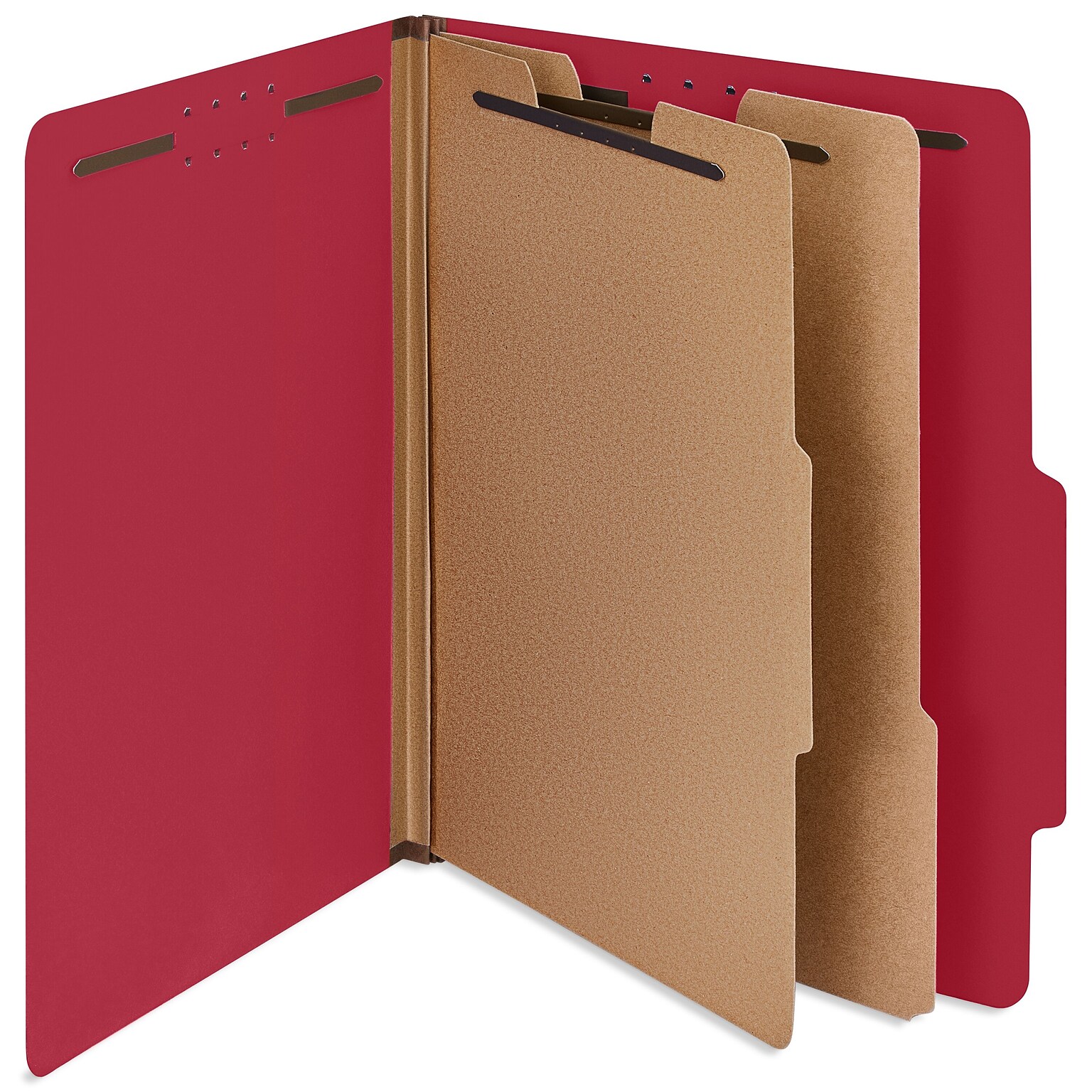 Staples 100% Recycled Heavy Duty Classification Folder, 2-Dividers, 2 Expansion, Letter Size, Bright Red, 10/Box (ST62559)