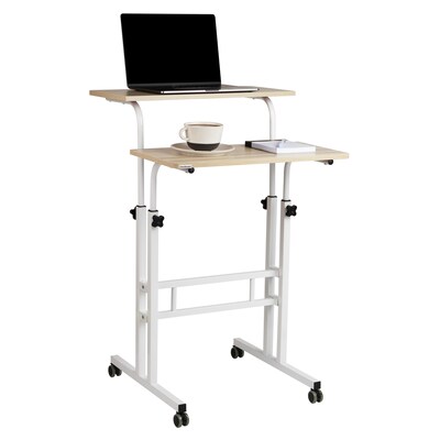 Mind Reader 20"W Manual Adjustable Standing Desk, White (SDROLLXL-WHT)
