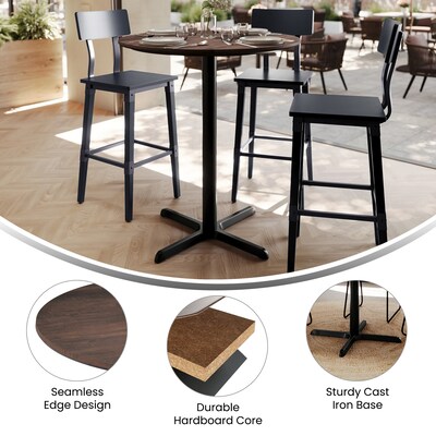 Flash Furniture Acadia 36" Round Wooden Dining Table with X-Base, Dark Brown/Black Base (STRD36WBRT3030B)