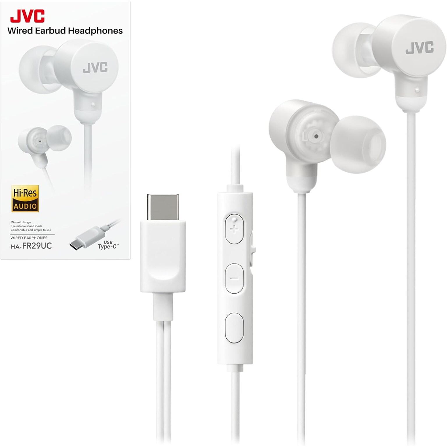 JVC Earbuds, White (HAFR29UCW)