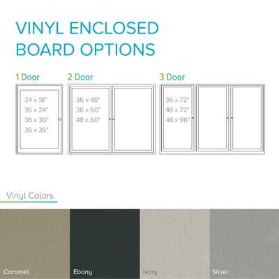 Ghent 1 Door Enclosed Vinyl Bulletin Board, Satin Aluminum Frame, 24"H x 18"W, Silver, (GHEPA12418VX193)