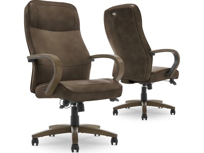 Thomasville Furniture Lockhart Ergonomic Bonded Leather Swivel Executive Chair, Brown (51494-BRN)
