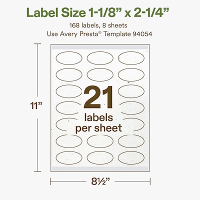 Avery Hemp Oval Laser/Inkjet Multipurpose Labels, 1-1/8" x 2-1/4", Off-White (168/Pack)