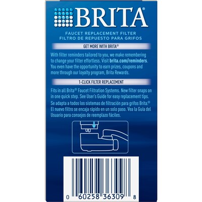 Brita On Tap Water Filtration System Faucets Replacement Filters, White (36309)