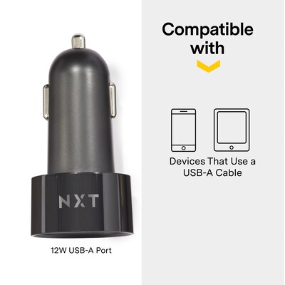 NXT Technologies™ Universal 1 USB Port Car Charger, Black (NX54335)