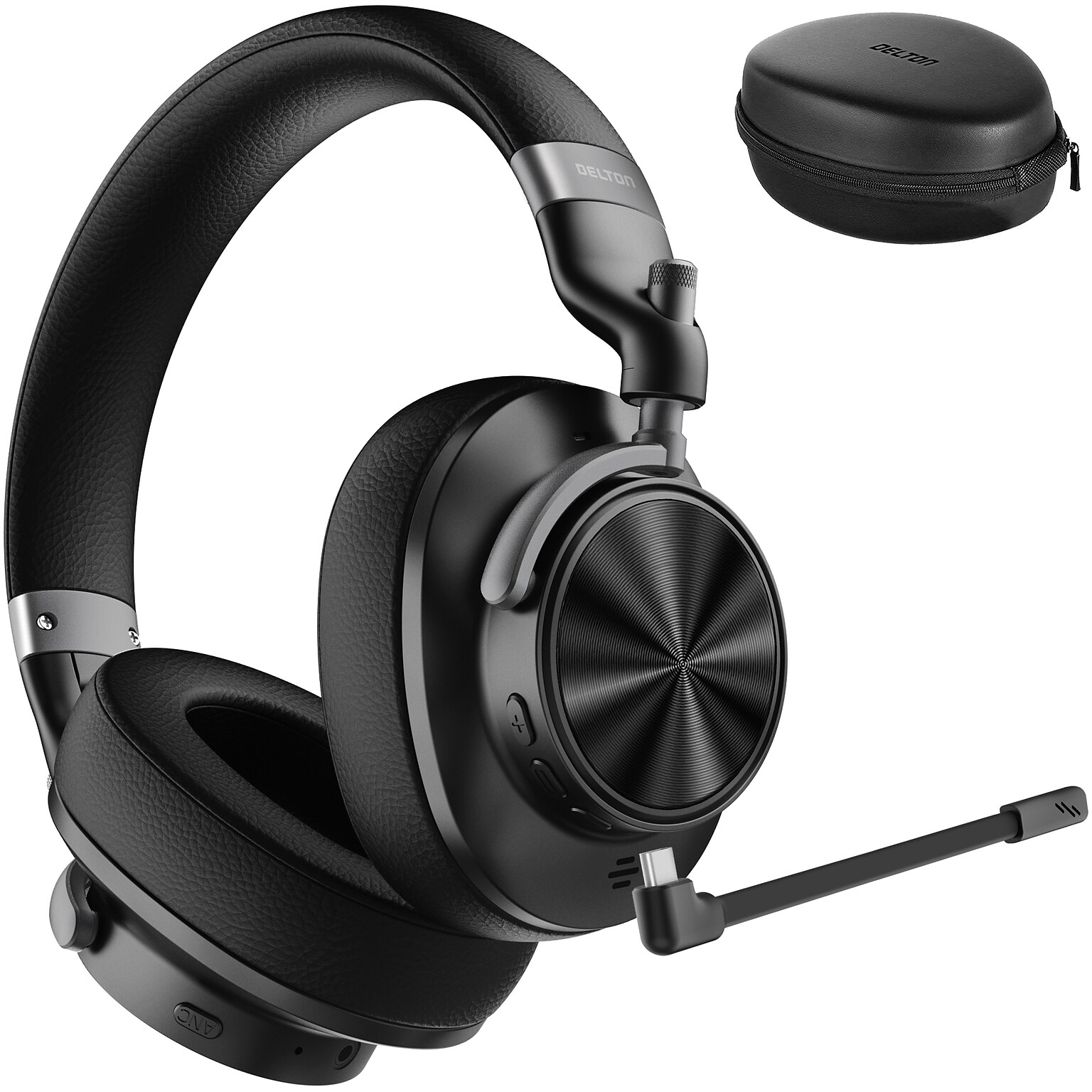 Delton M320 Wireless Active Noise Canceling Over-Ear Headphones, Bluetooth, Black (DHBM320)