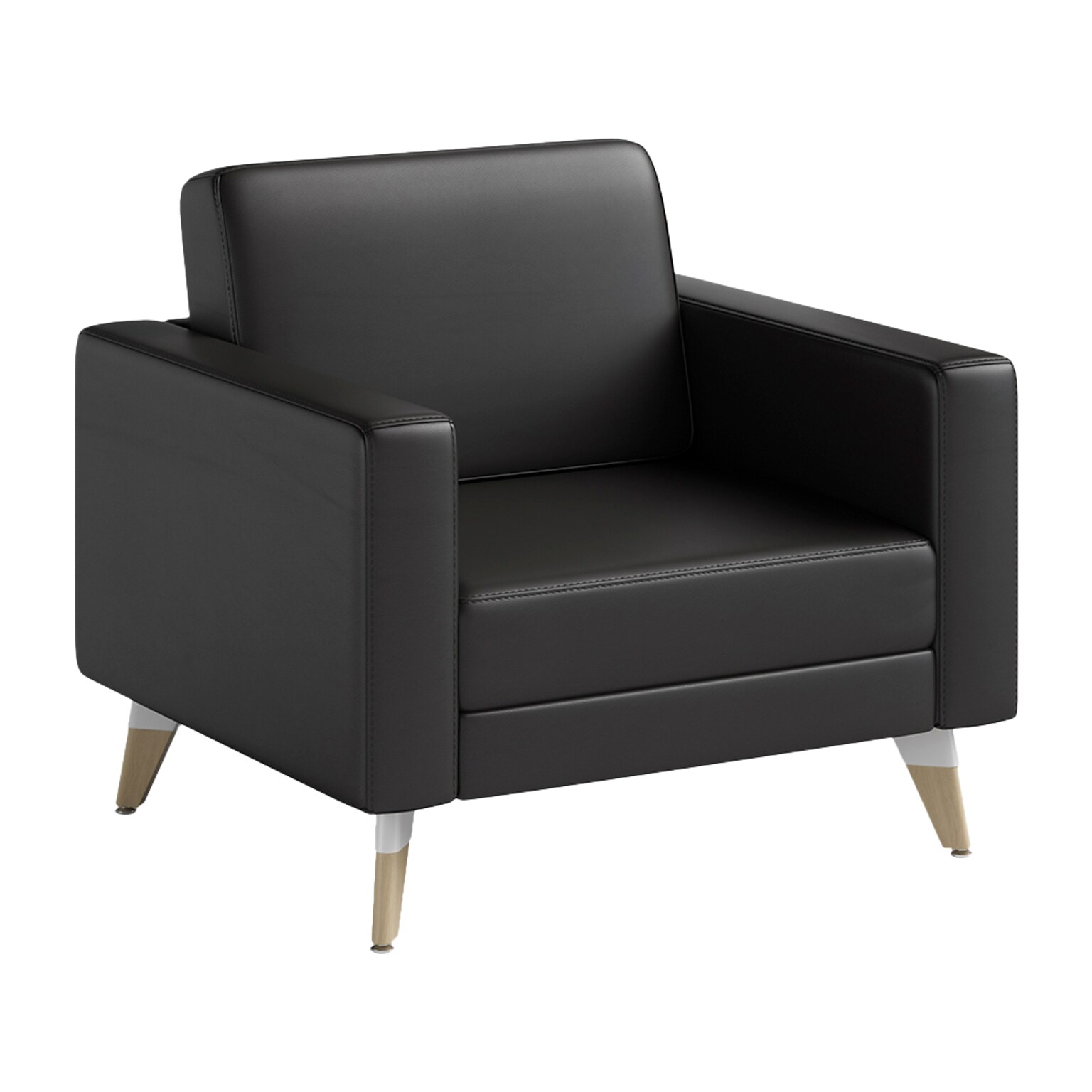 Safco Resi Vinyl Lounge Chair, Black (1732RESFEET4PKBL)