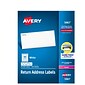 Avery Laser Return Address Labels, 1/2 x 1-3/4, White, 80 Labels/Sheet, 250 Sheets/Box, 20,000 Lab