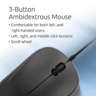 Kensington MY201 Simple Solutions Ambidextrous Mouse, Black (TAA)(K55114TAA)