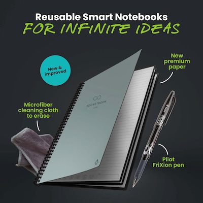 Rocketbook Core Smart Notebook, 6 x 8.8, Gray/Silver (CREXLN-ENAM-GRY-01)