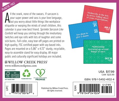2025 Willow Creek Sprinkle Sarcasm Like Confetti 6.2 x 5.4 Day-to-Day Calendar (41024)