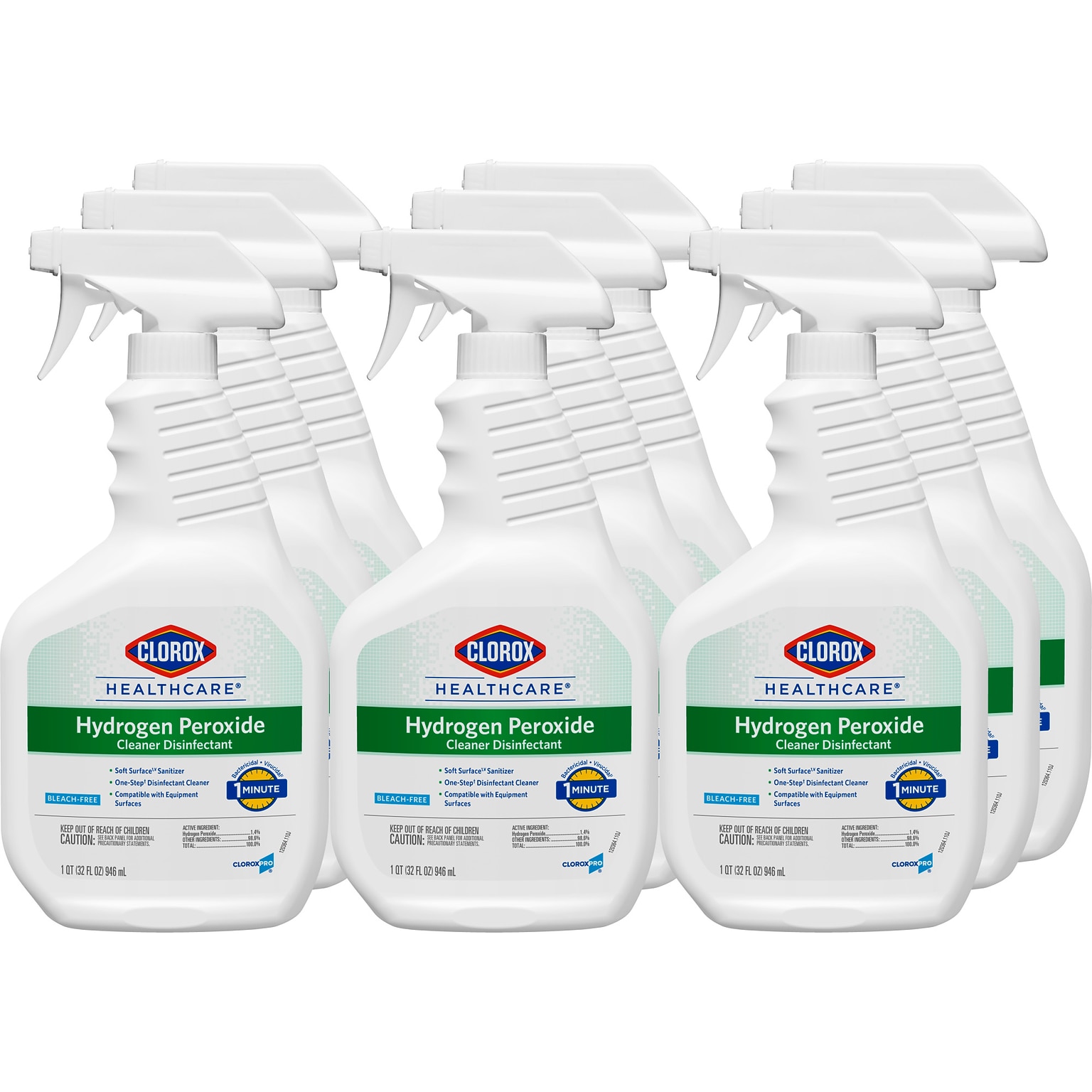 Clorox Healthcare Hydrogen Peroxide Cleaner Disinfectant, 32 oz., 9/Carton (30828)