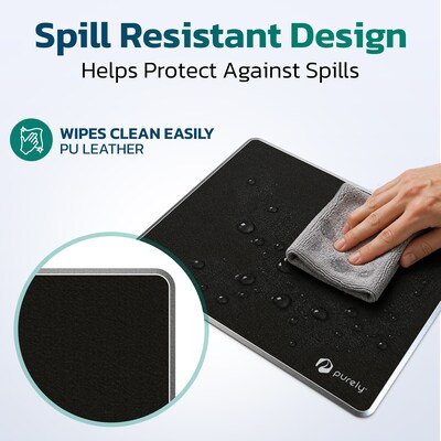 Purely MP93 PU Leather Mouse Pad with Anti-Slip Aluminum Alloy Base, Black (PCCMP93BK)