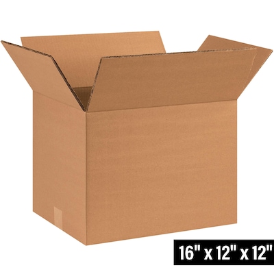 16" x 12" x 12" Shipping Boxes, Brown, 15/Bundle