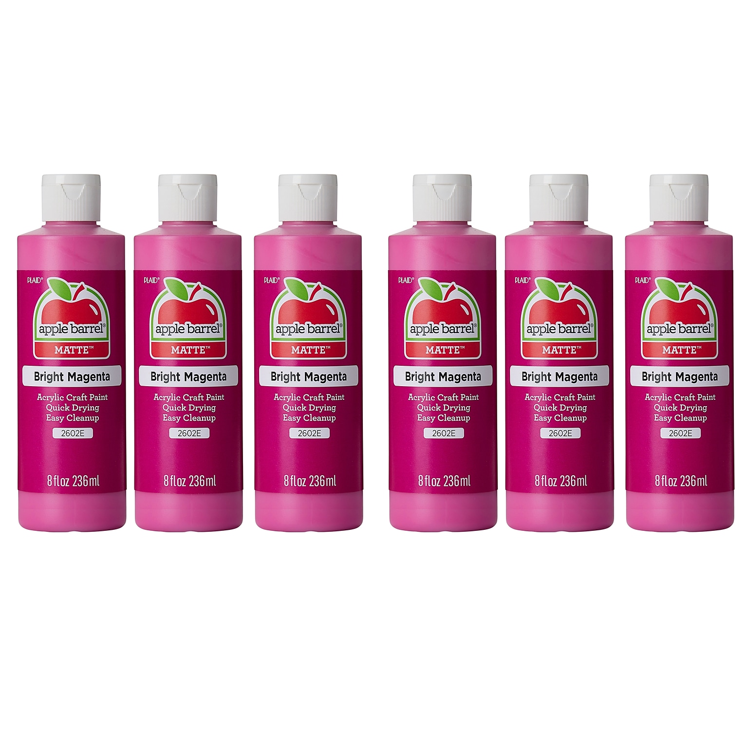 Apple Barrel Acrylic Paint Matte, 8oz., Bright Magenta, 6/Pack (APP2602E-6)