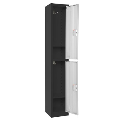 AdirOffice 72"H 2-Tier Black/White Storage Locker (ADI629-202-B-W-DL)