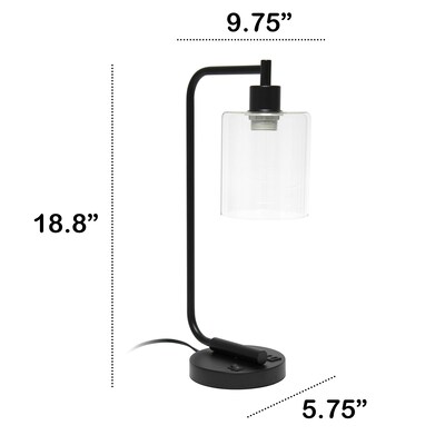Lalia Home Studio Loft Modern Iron Desk Lamp, 18.8", with USB Port, Matte Black (LHD-2002-BK)